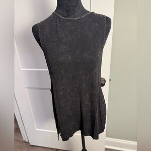 POL Sleeveless Black Top open sides back embroidered applique